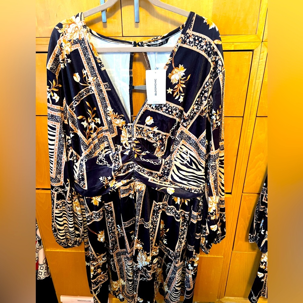 Black & Gold Party Dress - Plus Size 18US